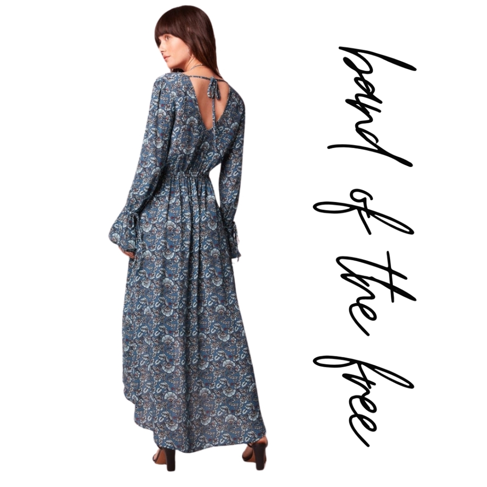 Band of gypsies- JEWEL TEAL FLORAL WRAP MAXI DRESS - Size  Medium - Picture 3 of 3